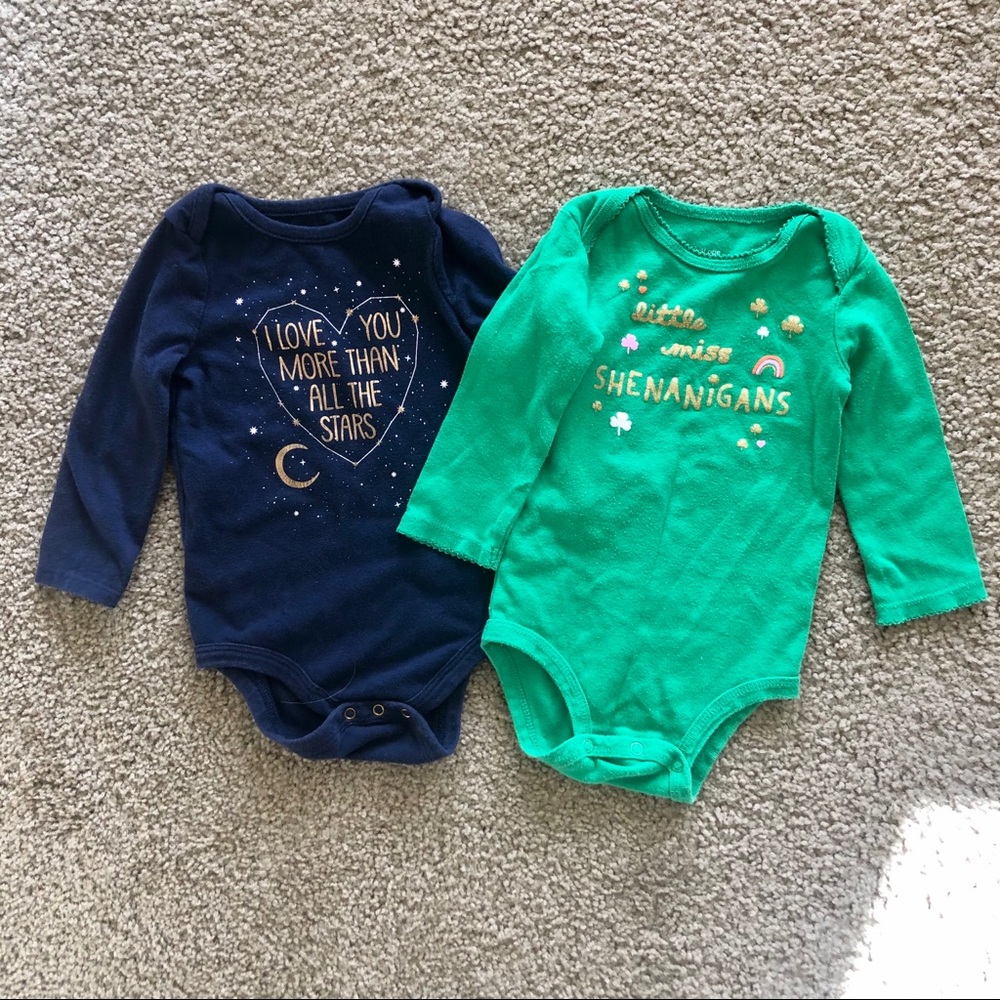 Set of 2 Long-Sleeve Toddler/Baby Girl Onesies